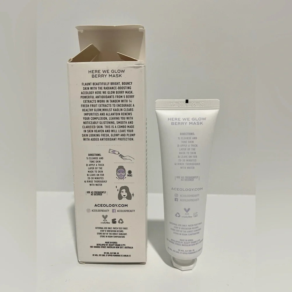 Aceology Here We Glow Berry Mask NEW 65ml Brightens, Protects & Renews - Picture 3 of 5